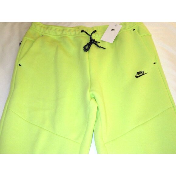 Nike Sportswear Men's Tech Fleece Slim Fit Jogger Pants Light Lemon Twist Black - Picture 4 of 8